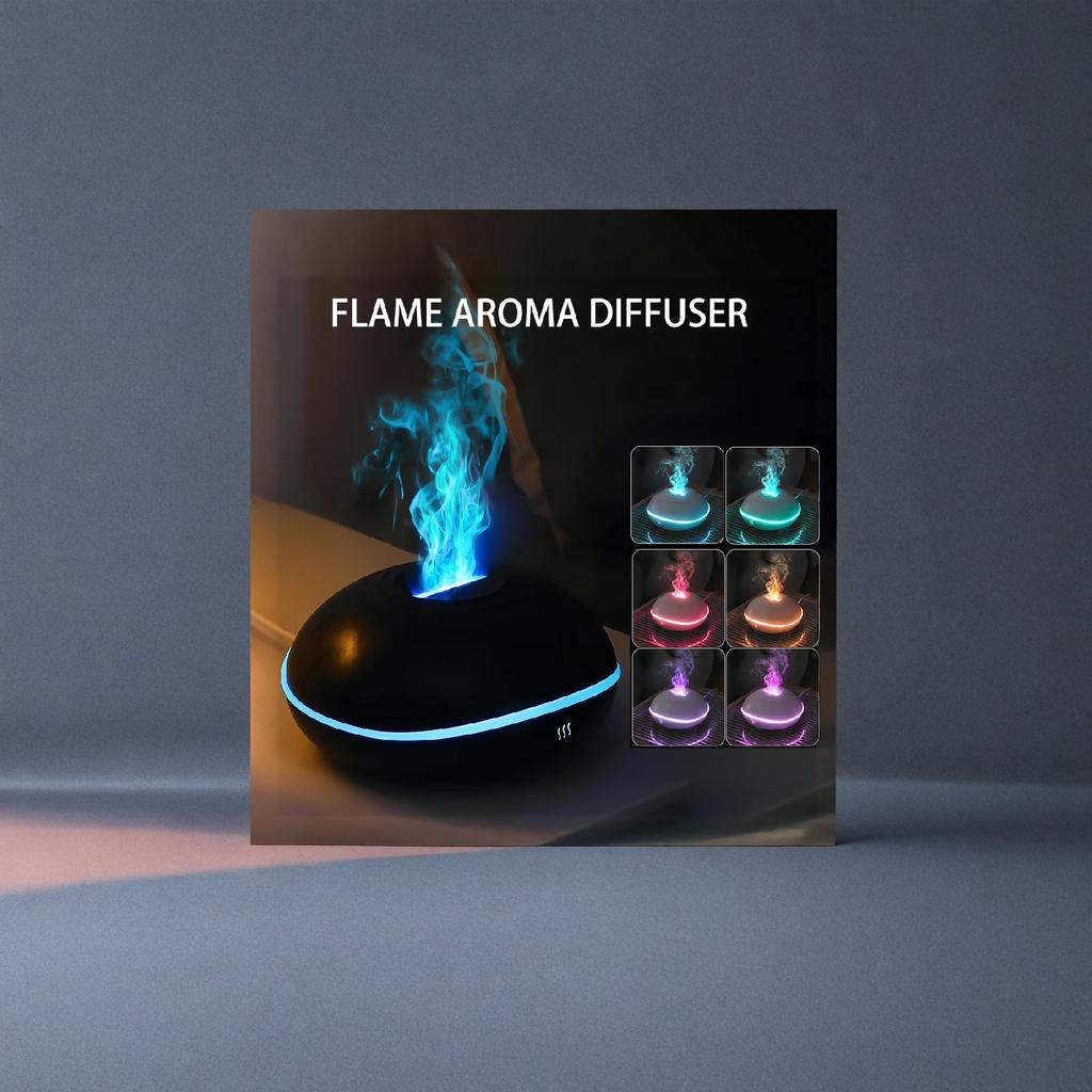 Aroma Diffuser Desktop Humidifier 7 Colors Flame Oil Diffuser