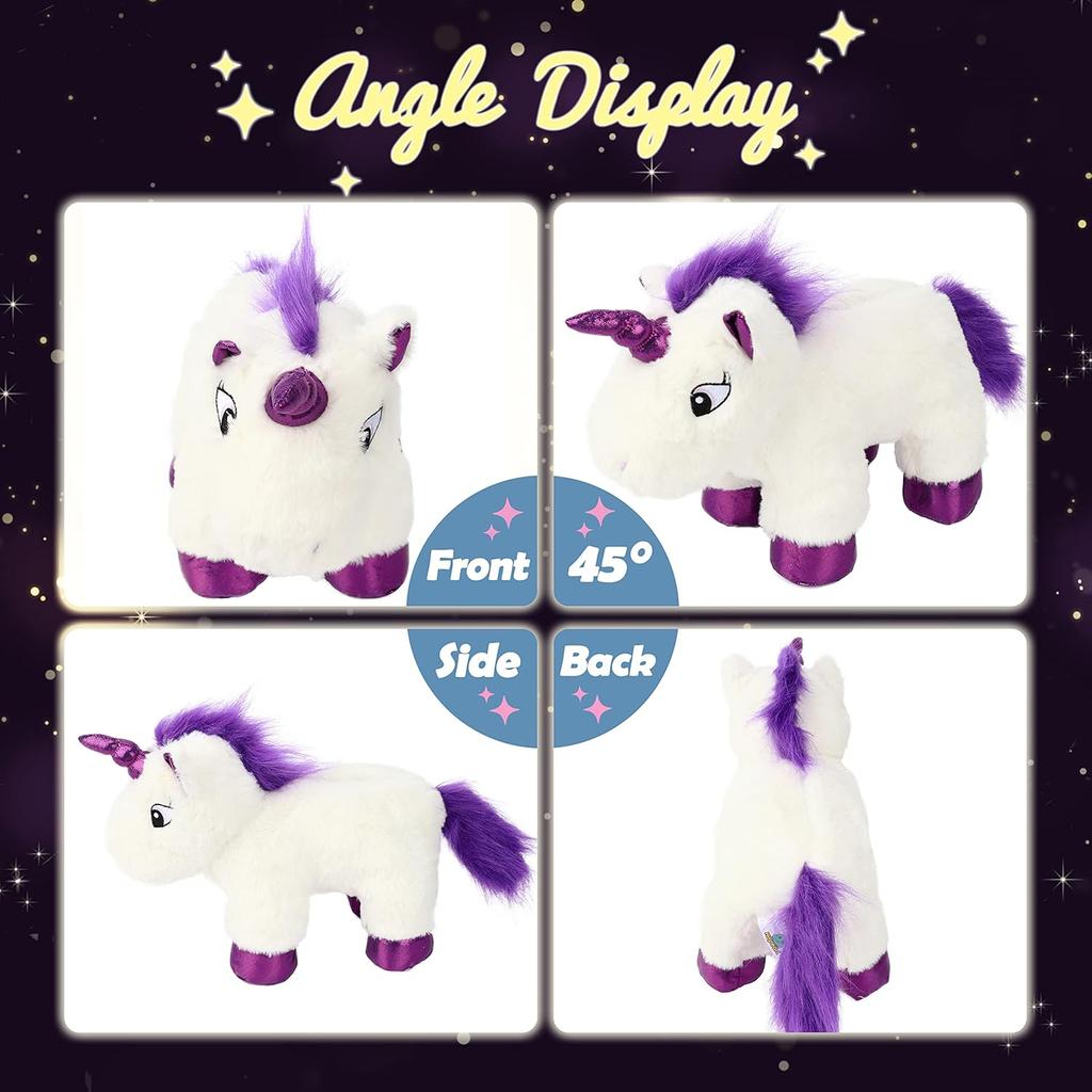 Hopearl LED Plush Unicorn Lighting Up Stuffed Animal Floppy Night Lights Glow in The Dark Birthday Gifts for Kids Toddler Girls, White, 15''