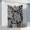1 Stück Schwarz-Weiß-Blumenmuster Flanelldecke - Weich, Hochauflösender Digitaldruck, Ganzjahres-Gemütliche Decke für Zuhause und Freunde