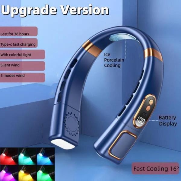 

Новый портативный подвесной шейный вентилятор с цифровым дисплеем с/без красочной атмосферной подсветки 5 передач Ventilador безлопастной вентилятор с шейным ремешком 3000/8000 мАч