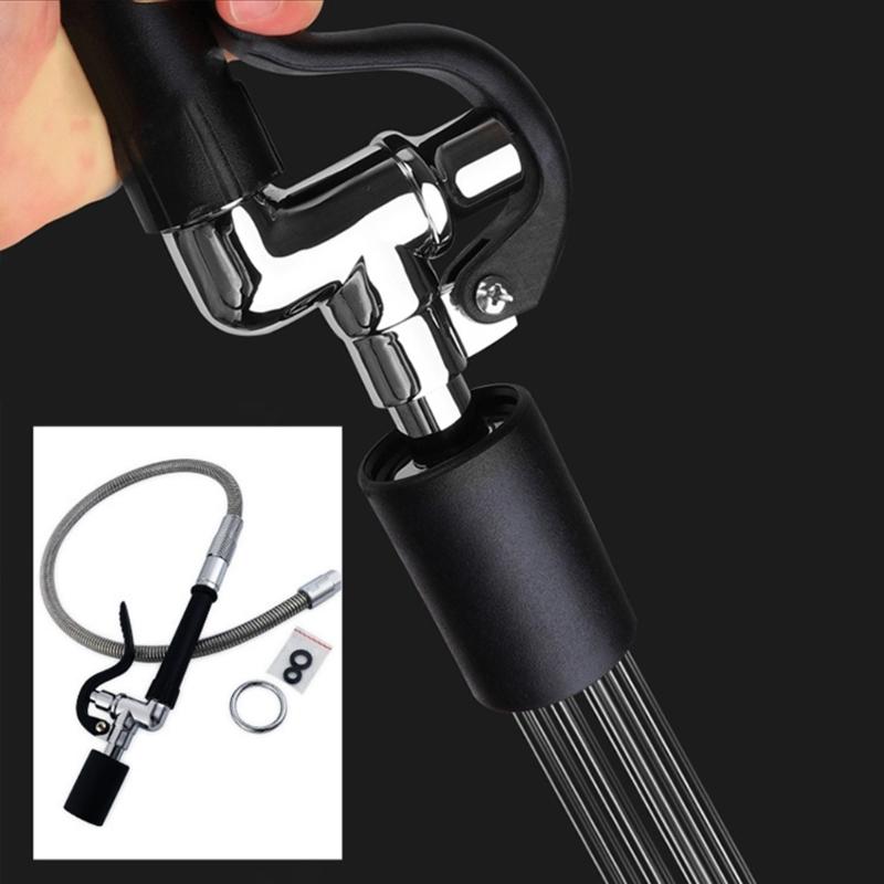 Industrial Restaurant Sink Faucets set 45" Flexible Hoses Black Sprayers set Pre-Rinses Hoses with Spray Valves for Sink