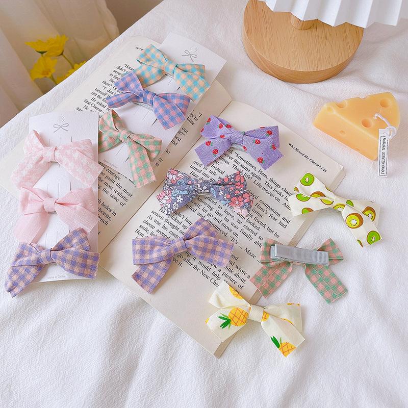 

3Pcs/Set Фруктовые луки Baby Волос Клип Решетка Bowknot Детская девочка Hairpins Haarspeldjes Барреттс Аксессуары для волос