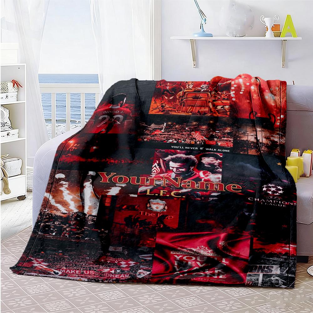 Liverpool Personalized Name Blanket Lightweight Customizable Blanket Comfortable Versatile for Office Home Decor Bed Couch All-Season Use