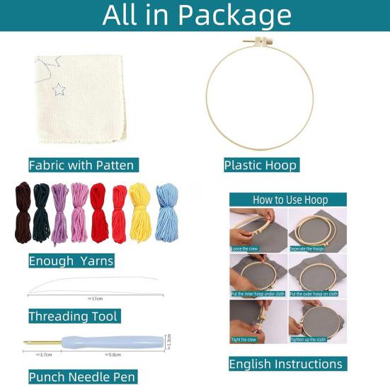 DIY Punch Embroidery Kit Highland Cow Punch Needle Kit Punch Needle Stickerei Starter Bastelset für Erwachsene und Kinder Festival Geschenk