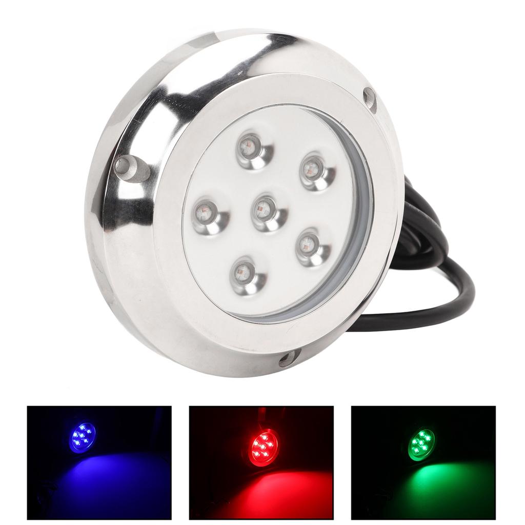 12V 24V Yacht Underwater Light 316 Stainless Steel 100 degrees Lighting Angle IP68 Waterproof 6 LED Chips Seawater Tail Dome Swimming Pool Lamp