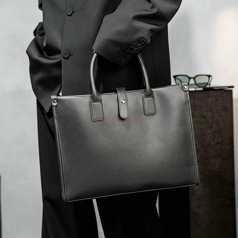 1pcs Retro horizontal leather men's bag, light business men's file bag, public document bag, leisure travel bag, computer bag
