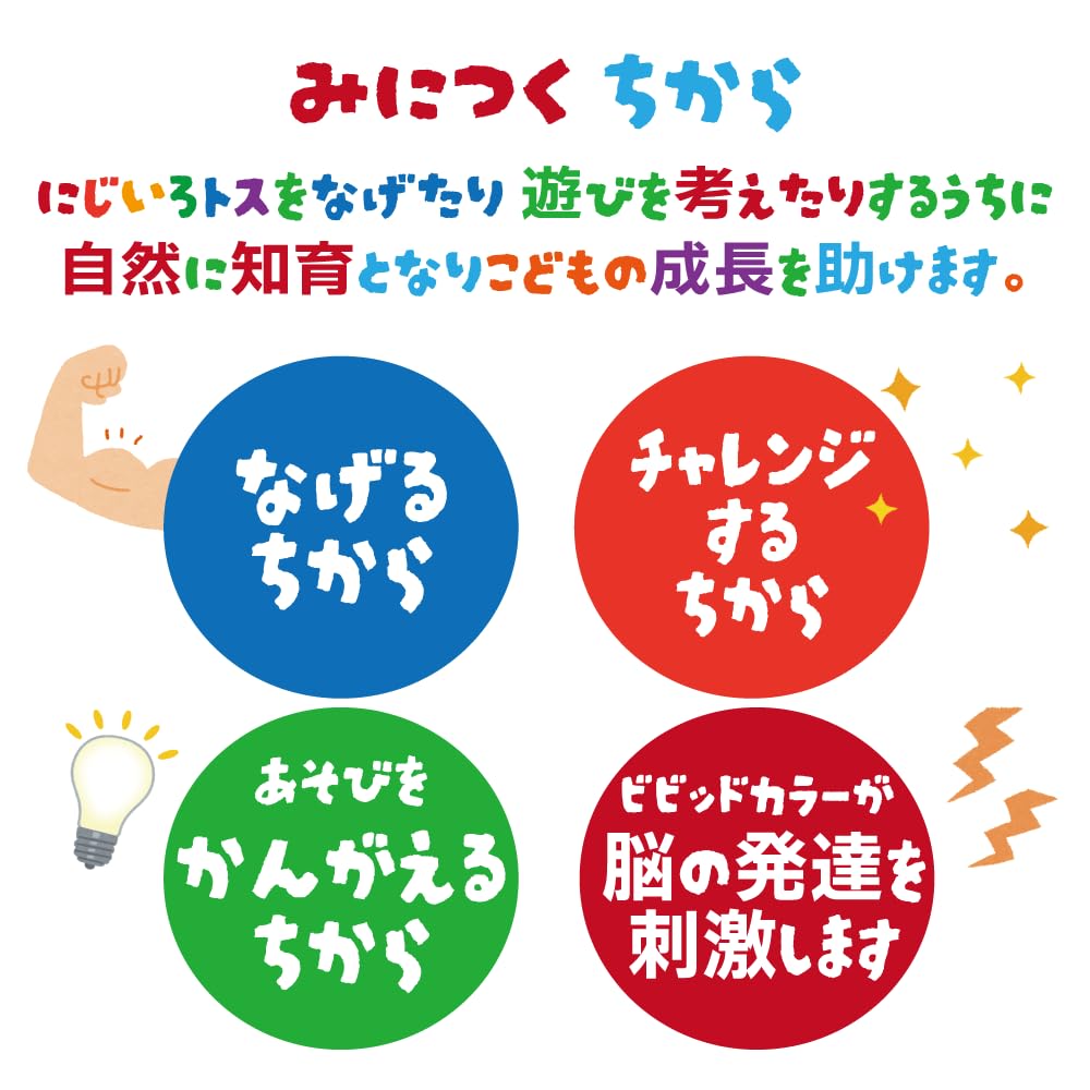 Rainbow Toss Set of 4 Throwing Educational Perfect for Outdoor Vivid Colors Balls, Toy, Toy, Fun, Floating, Flying, Fabric, Camping, Activities,