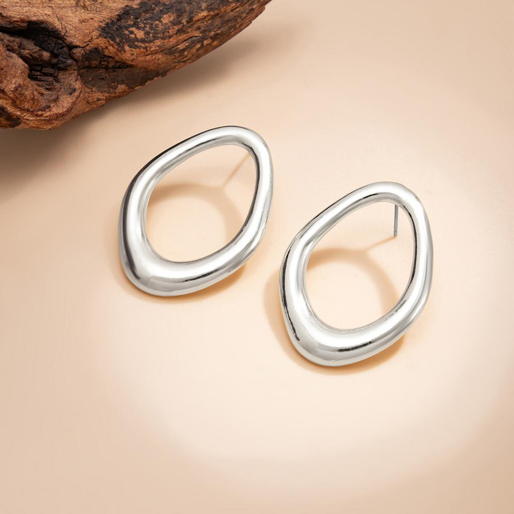 Fashion Exaggerated Irregular Geometric Hollowed-out Circle Spiral Flower Stud Earrings for Women Party Piercing Jewelry Gifts