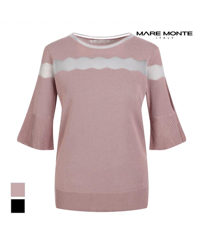 MAREMONTE See-Through Color Block Short Sleeve Knit_M225Mkt22P0