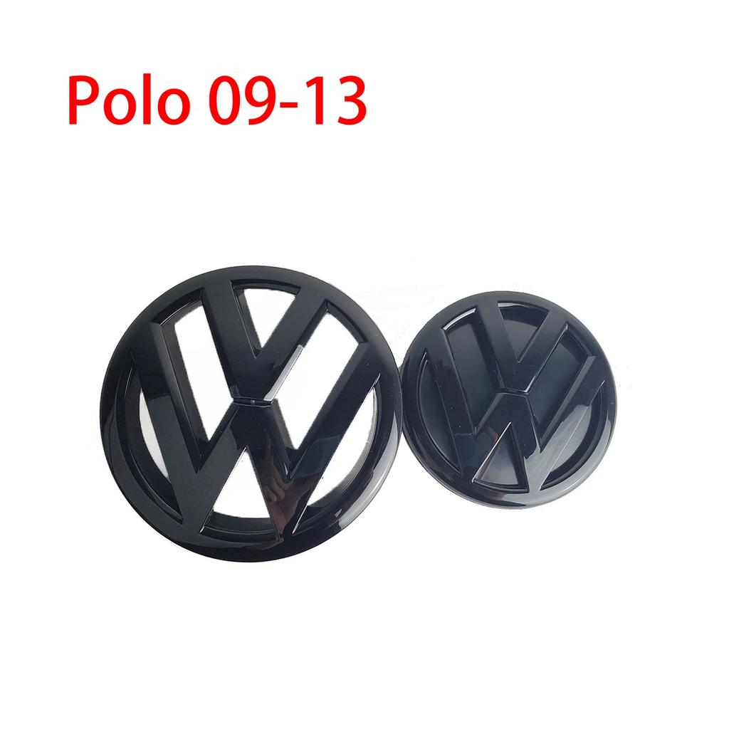 För VOLKSWAGEN 2ST Ersättning Blank Svart Främre Grillmärke + Bakre Bagagelucka Emblem Logotyp för volkswagen Polo 6R 6C 2006-2018