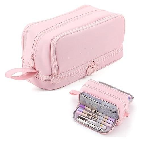 Penar Large Capacity 4 Compartments Pencil Case 22X9.5X10cm Pink School Organizer