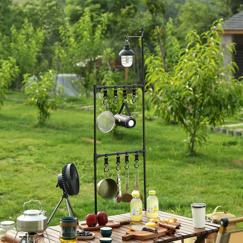 Camping Shelf Lantern Stand Light Pole Hook Picnic Tableware Hanging Racks Detachable Aluminium Alloy Light Hangers Stand