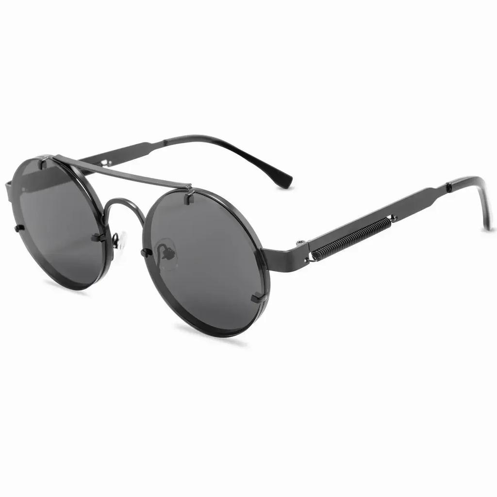 Round Steampunk Sunglasses Men Vintage Rimless Sun Glasses For Women Metal Punk Sun Glasses Elastic Temples Lentes