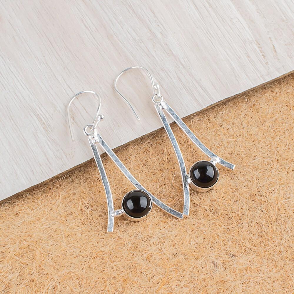 

Черный турмалин драгоценный камень 925 стерлинговое серебро ручной работы ювелирные изделия серьги 1,45 EE-66-36