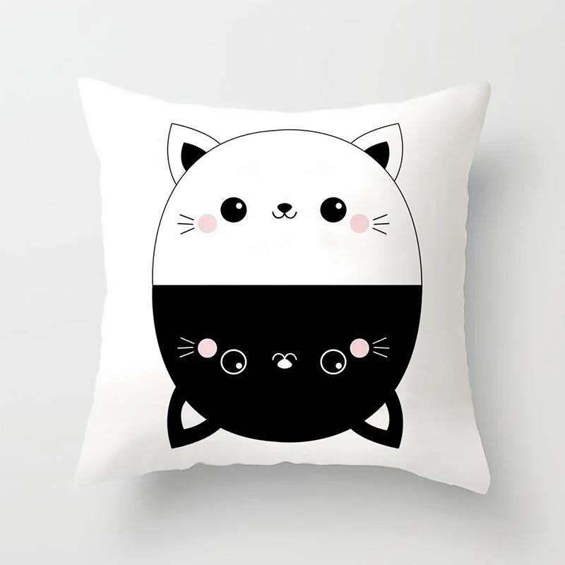 Funny Cute Black Lover Cat Pillowcase Cushion Cover 4545 Polyester Pillow Cover Sofa Car Home Decor Room Decoration