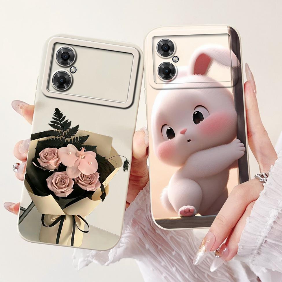 Casing For Xiaomi Poco M4 5G Case Cover Silicone Luxury Fashion Flowers Kawaii Cute Cat Shockproof Phone Case 22041219PG