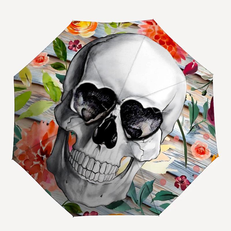 

1pc Skull Floral Decor Folding Umbrella | Elegant Design, Fashionable Accessory, Durable Construction, Sturdy Ribs yy251107007