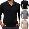 Men Knitted Tops Lapel Long Sleeve Solid Color Sweater Twist Pattern Winter Thick Warm Pullover Tops