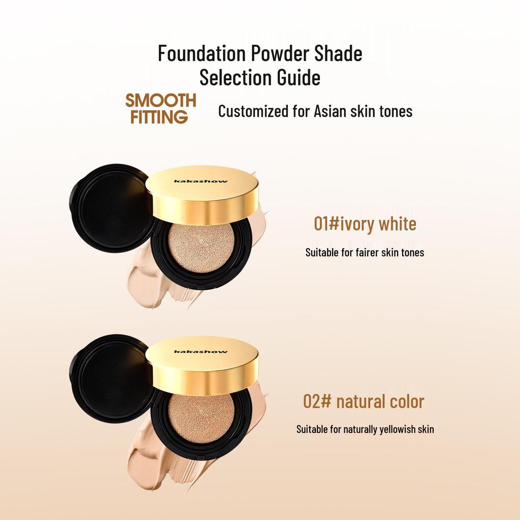 KaKashow Soft Focus Long-Lasting Waterproof Cushion Foundation: Creamy, Adherent, and Non-Caking for Flawless Skin.