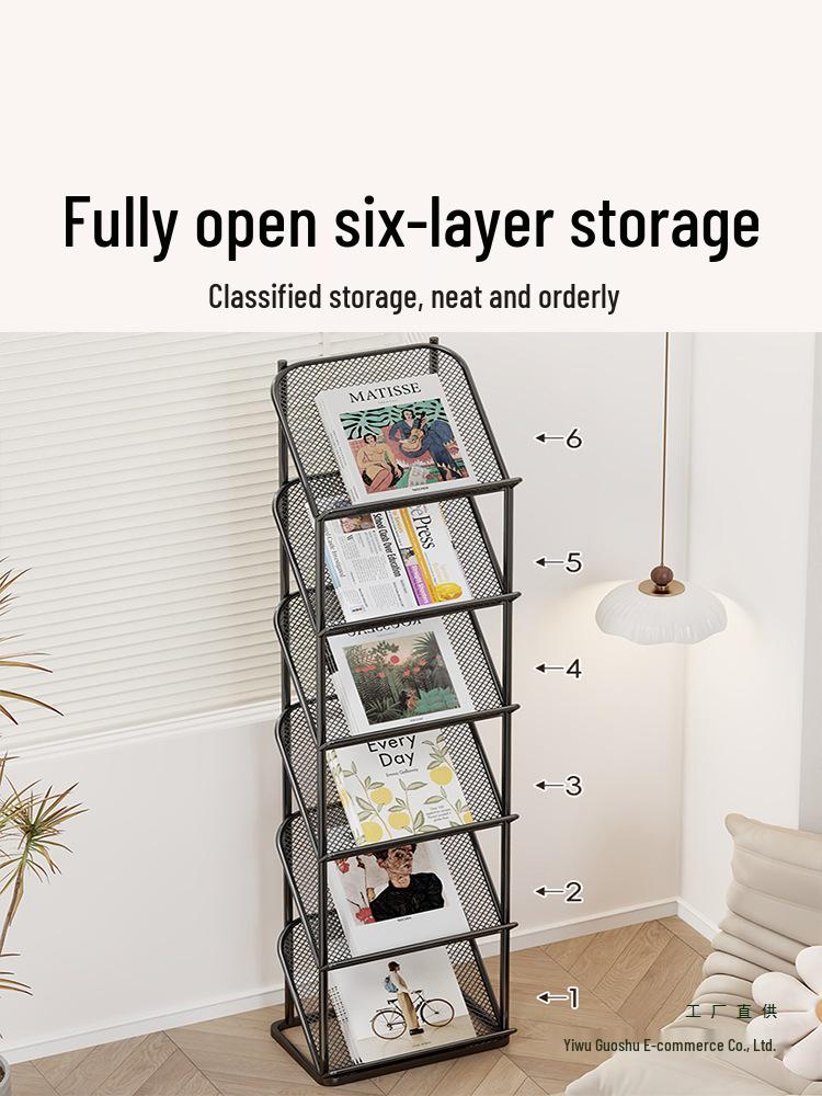 Floor-Standing Wrought Iron Magazine & Brochure Display Rack