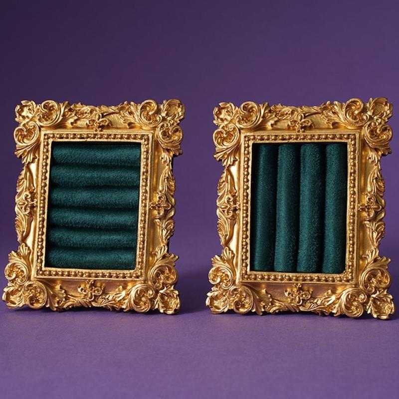 Portable Resin Rings Earring With Flannel Base Stylish Decoration For Vanity Dresser Or Gift