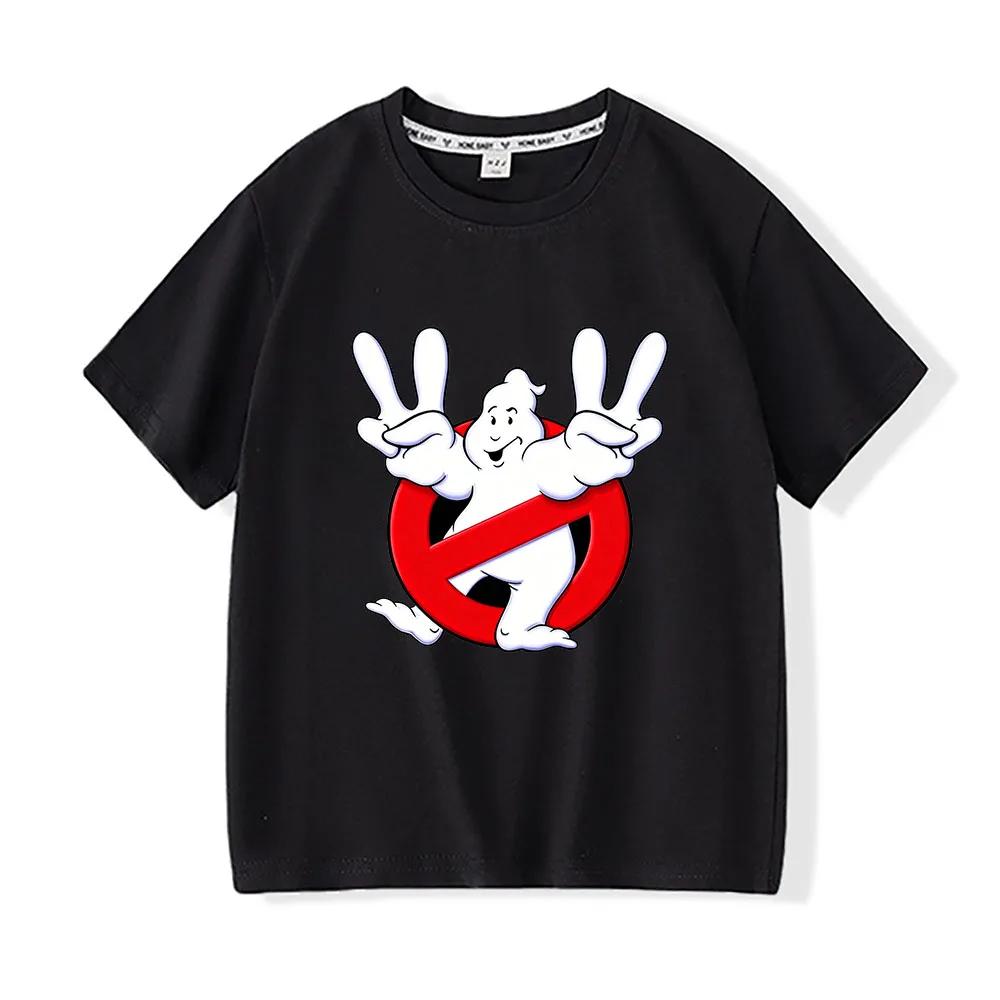 100 Cotton Ghostbusters Childrens Tshirts Funny Graphic Cartoon Print Short Sleeve Boys Girls Tee Casual Oneck Tops Summer