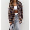 Women S Vintage Plaid Long Sleeve Loose Cardigan Shirt Summer Casual