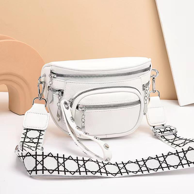 Sac bandoulière selle couleur unie tendance - Sac à bandoulière grande capacité pour femme