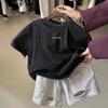 Boys' Summer Design Handsome Short-sleeved T-shirt In Small and Medium Children Irregular Round Neck Sweat-wicking Tops