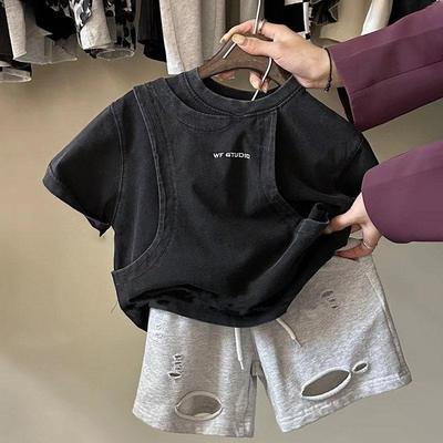 T-shirt Estiva da Ragazzo Design Bello Manica Corta Taglie Piccola e Media per Bambini Top Irregolari Girocollo Traspiranti