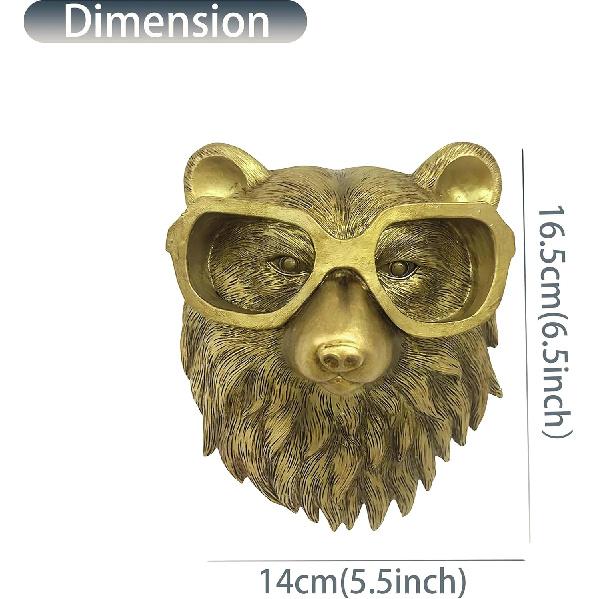 Yo Vryncal Bear Head Wall Mount Decor, Animal Wall Art, Resin Animal Head Wall Hanging Decoration for Living Room, Bedroom, Kitchen, Office