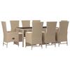 VidaXL Ensemble à manger de jardin et coussins 9 pcs beige Poly rotin, ensemble de salle à manger, ensemble de salle à 3157579