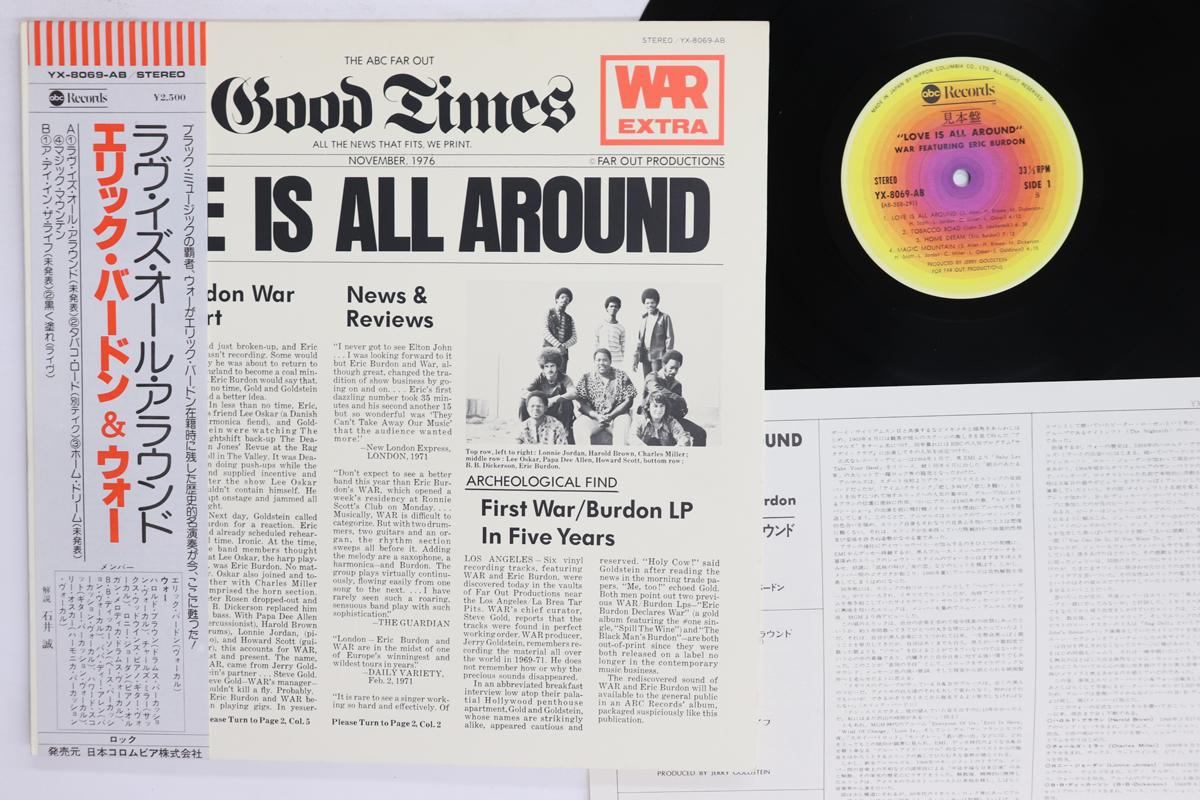 LP Record WAR ERIC BURDON Love Is All Around YX8069ABPROMO ABC 1976 Japan Obi SoulFunk Used