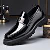 Casual leather shoes men punch holes and pedal loafers extra large size men's shoes bright leather big head shoes heightened thickened shoes men