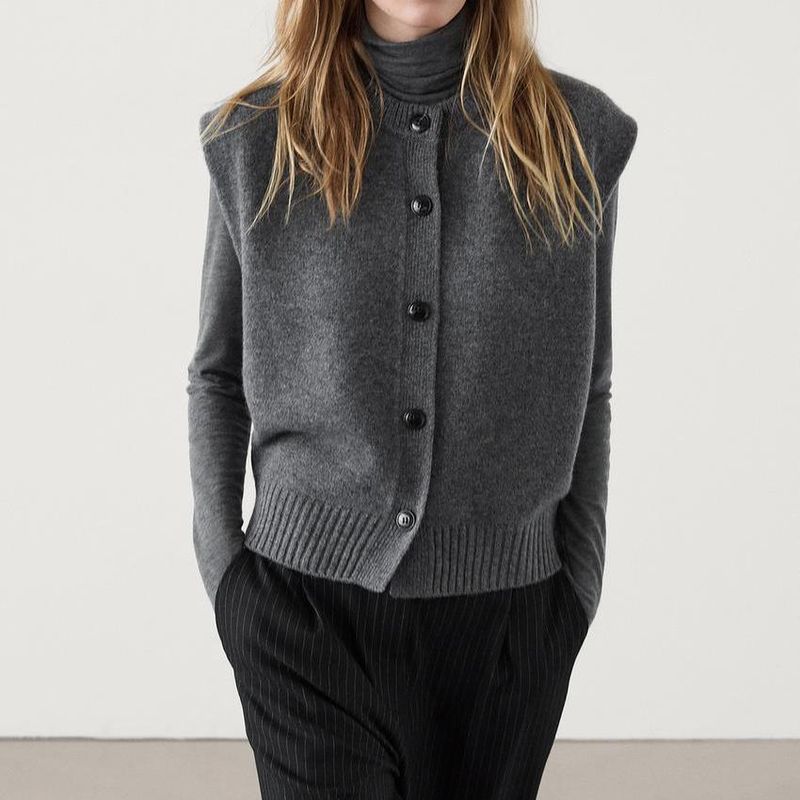 MD Fall and Winter New Gray Gray Lazy Minimalist Suit Knitting Vest Jacket 5664621