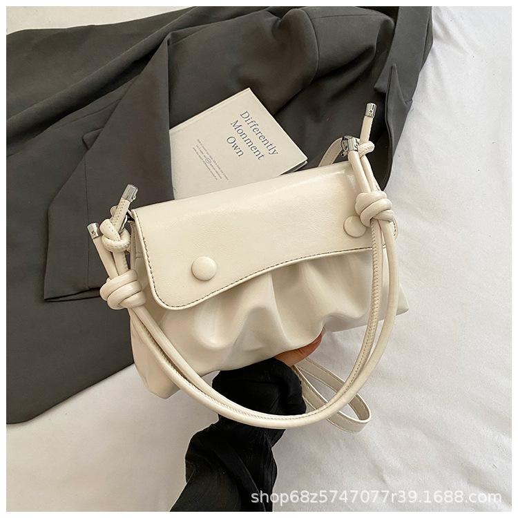 

Summer small bag women s bag 2025 new trendy fashion pleated shoulder bag niche design commuter messenger bag белый