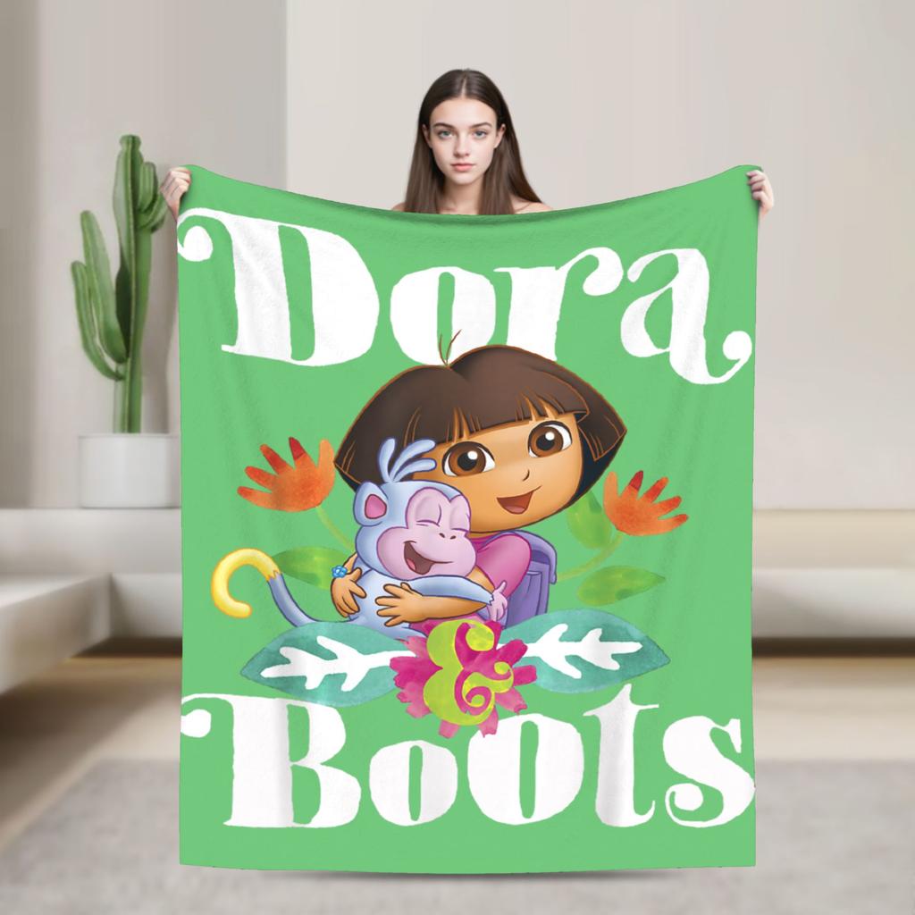 Warm Blanket DDoras The Explorers Vamanos A Explorar Dora and Boots Throw Blanket Flannel Bedspread For Couch Bed Bed Cover