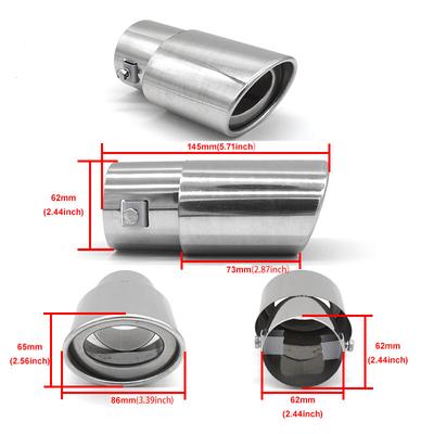1 Stück 2,5" Edelstahl Chrom Zierleiste Auto Auto Auspuff Schalldämpfer Endrohr Hinten Endrohr für Spezifische Modelle