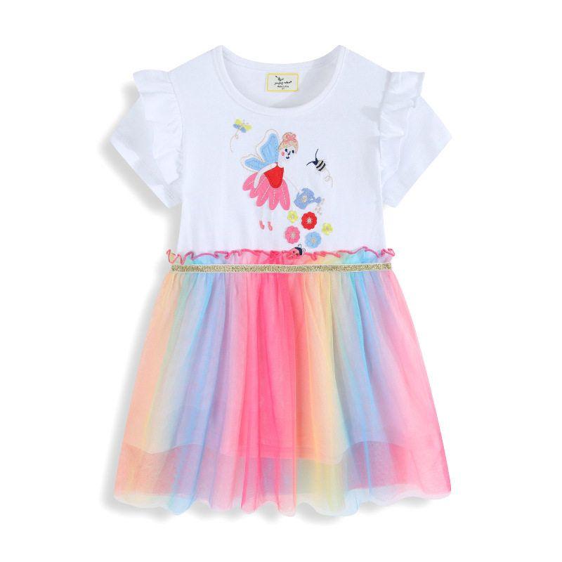 2026 Children s Short-Sleeve Dress New Children s Clothing Girls  Mesh Dress for Young Children European and American New Princess Dress 6194 2t Recommended Height Is 80-90