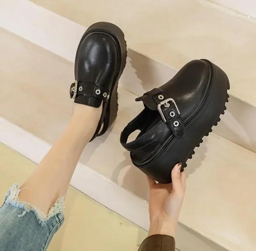 Hot Quality 8cm Genuine Leather Glitter Platform Slippers Women Summer Shoes Wedge Sandals Slides Shoes Sneakers Slip On Slipper