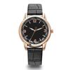 Women's Crocodile Pattern Leather Quartz Watch with Inner Shadow Numerals
