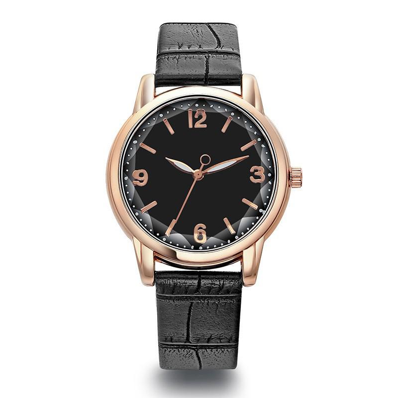 Women's Crocodile Pattern Leather Quartz Watch with Inner Shadow Numerals