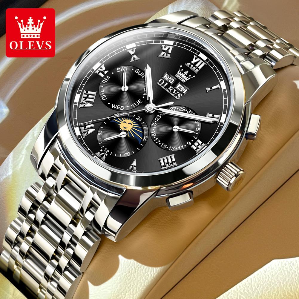 OLEVS 6692 Bussiness Dress Automatic Mechanical Watch for Men Moon Phase Waterproof Calendar Men's Wristwatch Luxury