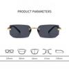 Square Rimless Photochromic Glasses Men Women Business Anti Blue Light Casual Flat Light Computer Mirror