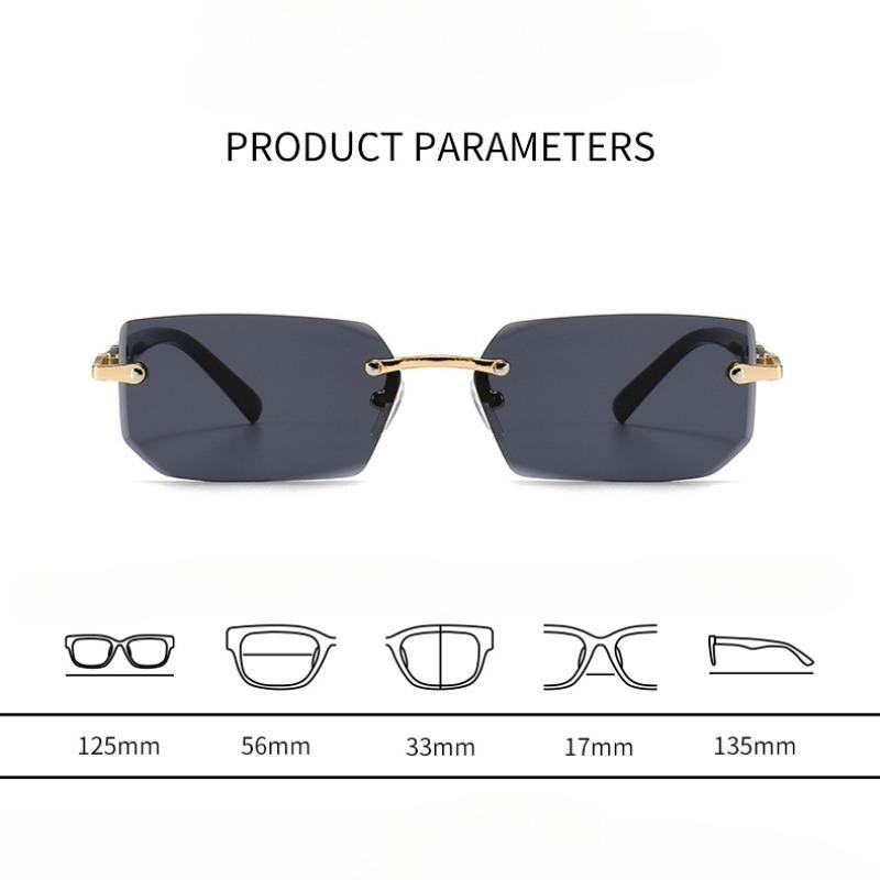 Square Rimless Photochromic Glasses Men Women Business Anti Blue Light Casual Flat Light Computer Mirror