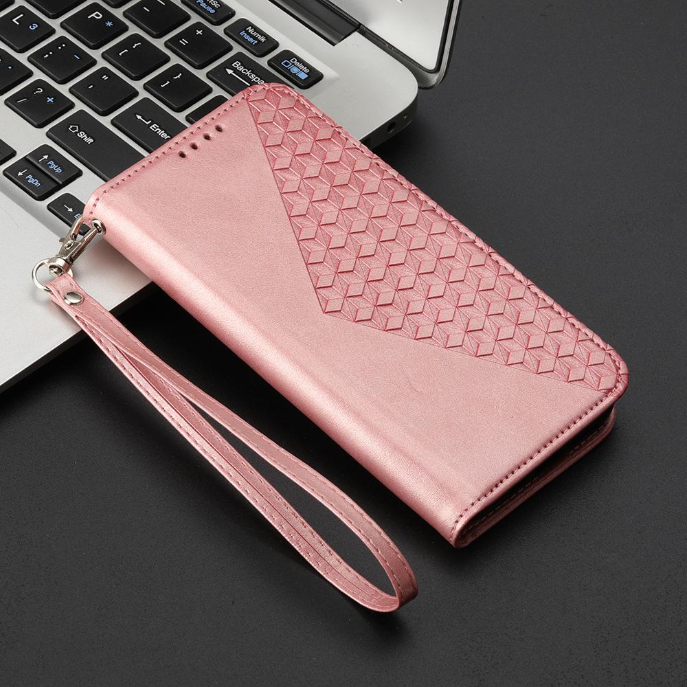 Applicable To Samsung S26Edge Embossed iPhone17E iPhone Leather Case Calf Pattern Flip Phone Case Magnetic Attraction