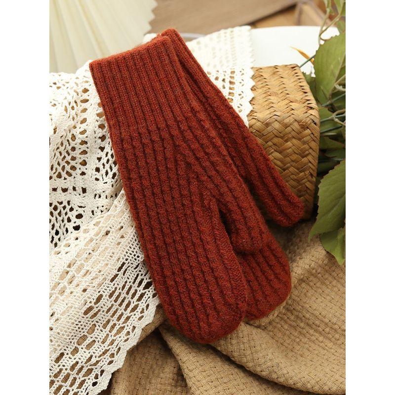 

Knitting Wool Gloves Single-Layer College Gift Box Rust red All yards
