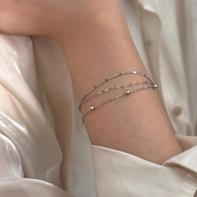 New 925 Sterling Silver Multi-layer Bracelet Simple Style Charming Woman Bracelet Birthday Party Gift Exquisite Jewelry