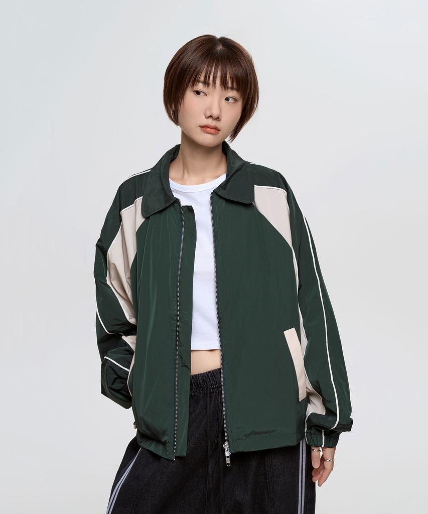 Slow Record House Piping Line Windbreaker_Green