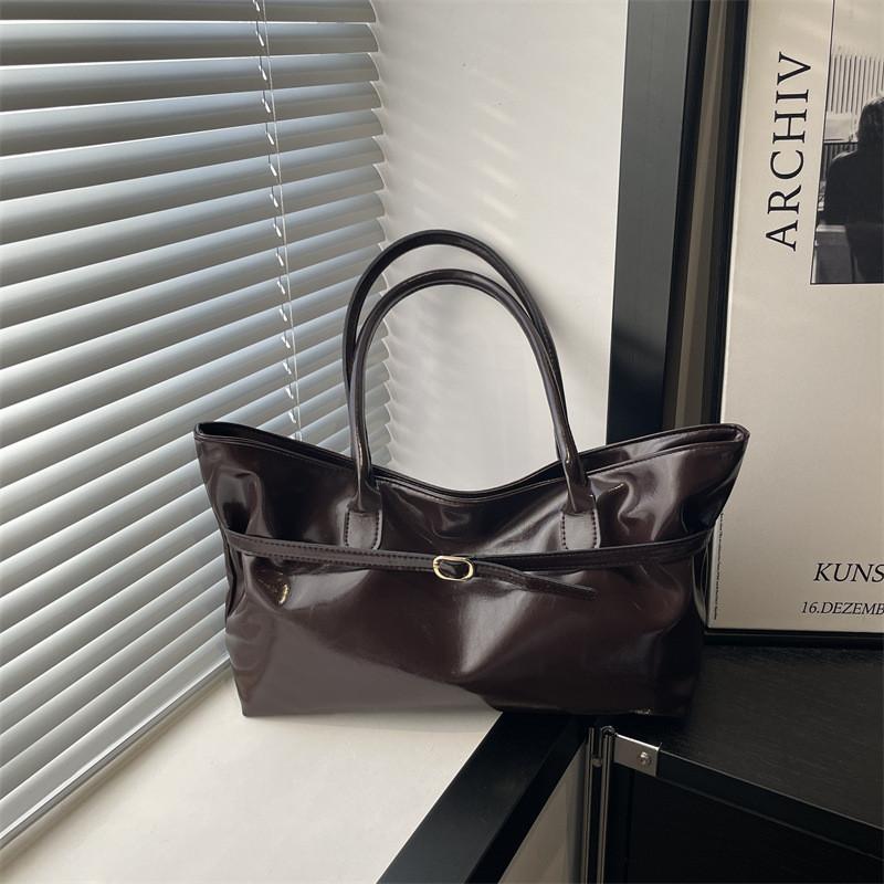 Vintage Pu Tote Bag With Double Shoulder Straps For Daily Casual Use